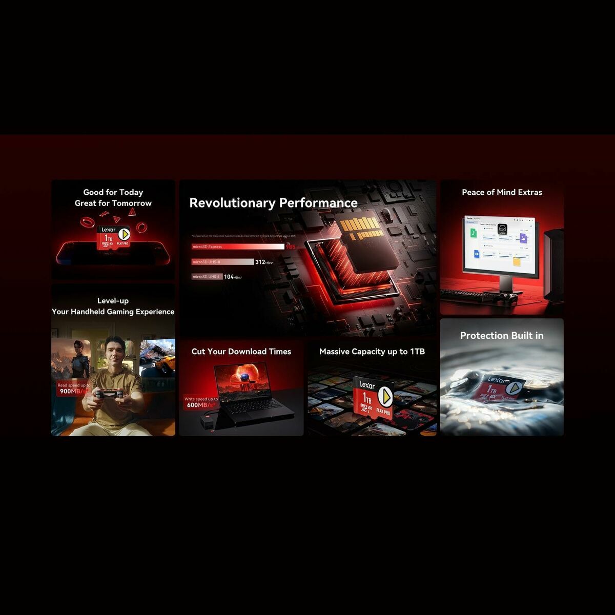 Lexar Speicherkarte Micro Sdxc Lexar Lmsxps0256G-Bnnng Schwarz Rot 256 Gb