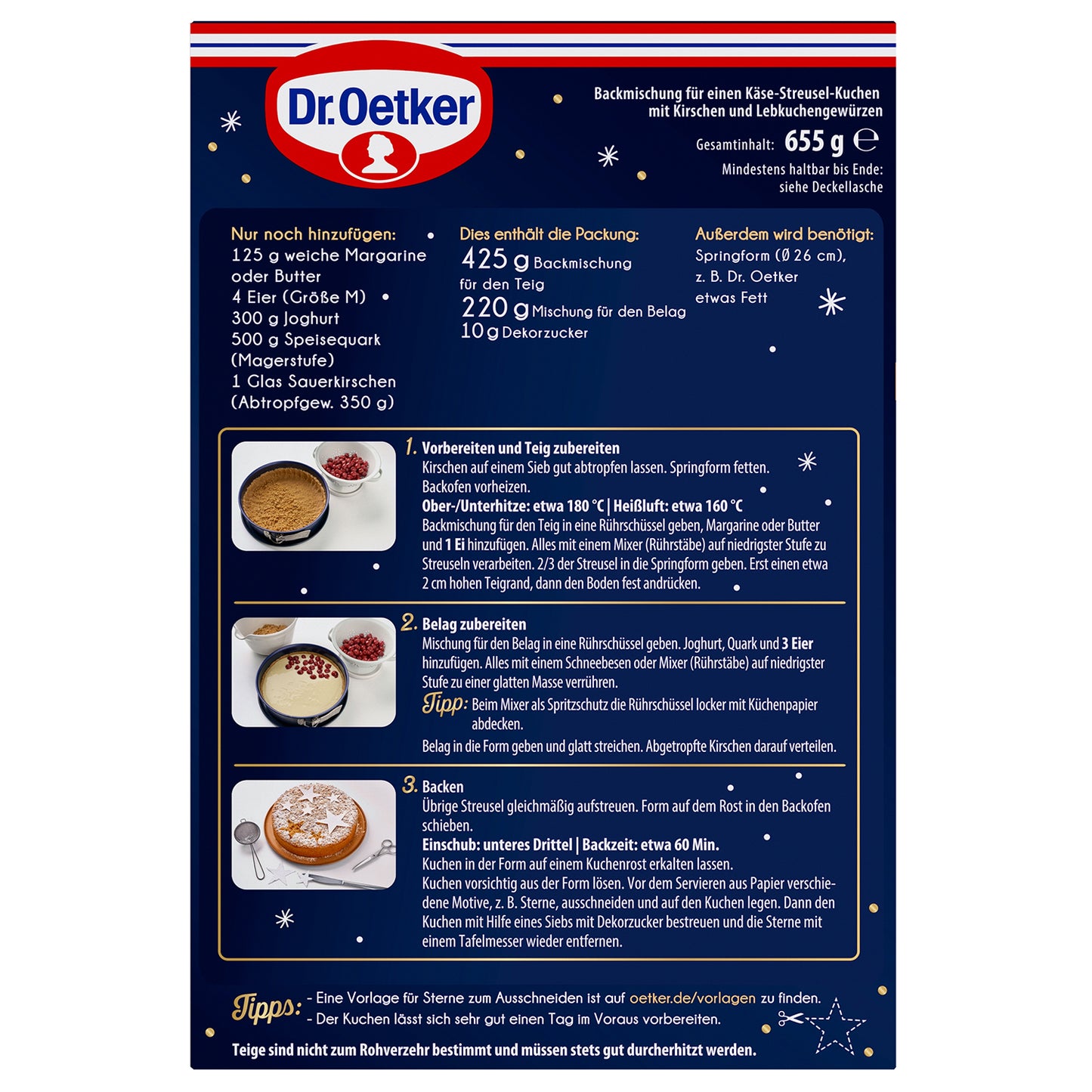 Dr Oetker Käse-Kirsch-Streuselkuchen Backmischung