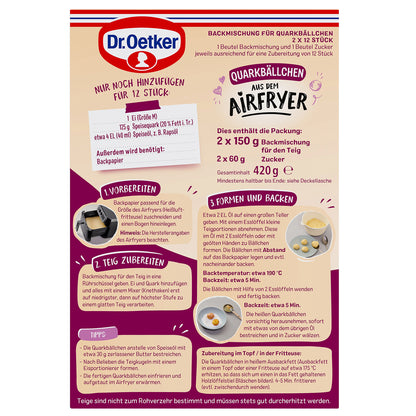 Dr Oetker Airfryer Quarkbällchen Backmischung