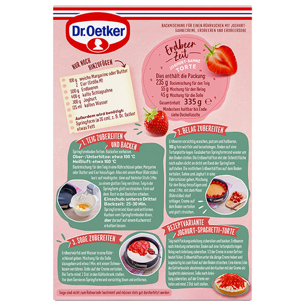 Dr Oetker Backmischung Erdbeer Zeit Joghurt-Sahne-Torte