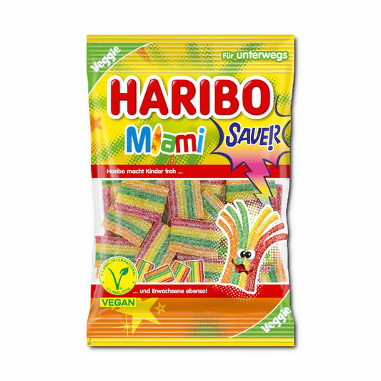 Haribo Miami sauer, Fruchtgummi, 85g Beutel