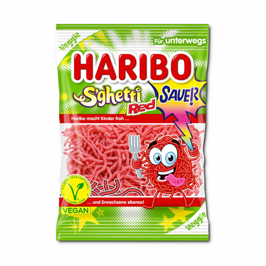 Haribo Sghetti Red sauer, Fruchtgummi, 85g Beutel