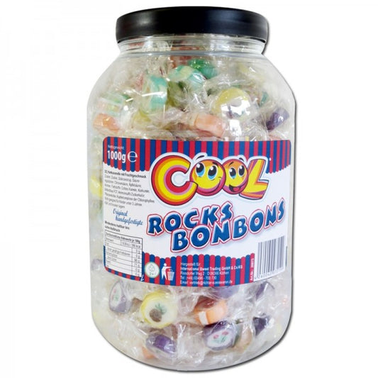 Cool Rocks Bonbons 1kg Hartkaramellen mit Fruchtgeschmack und Motiven Dose