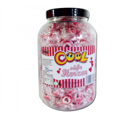 Cool Süße Herzen Bonbons 1kg Hartkaramellen mit Fruchtgeschmack mit Herzmotiv