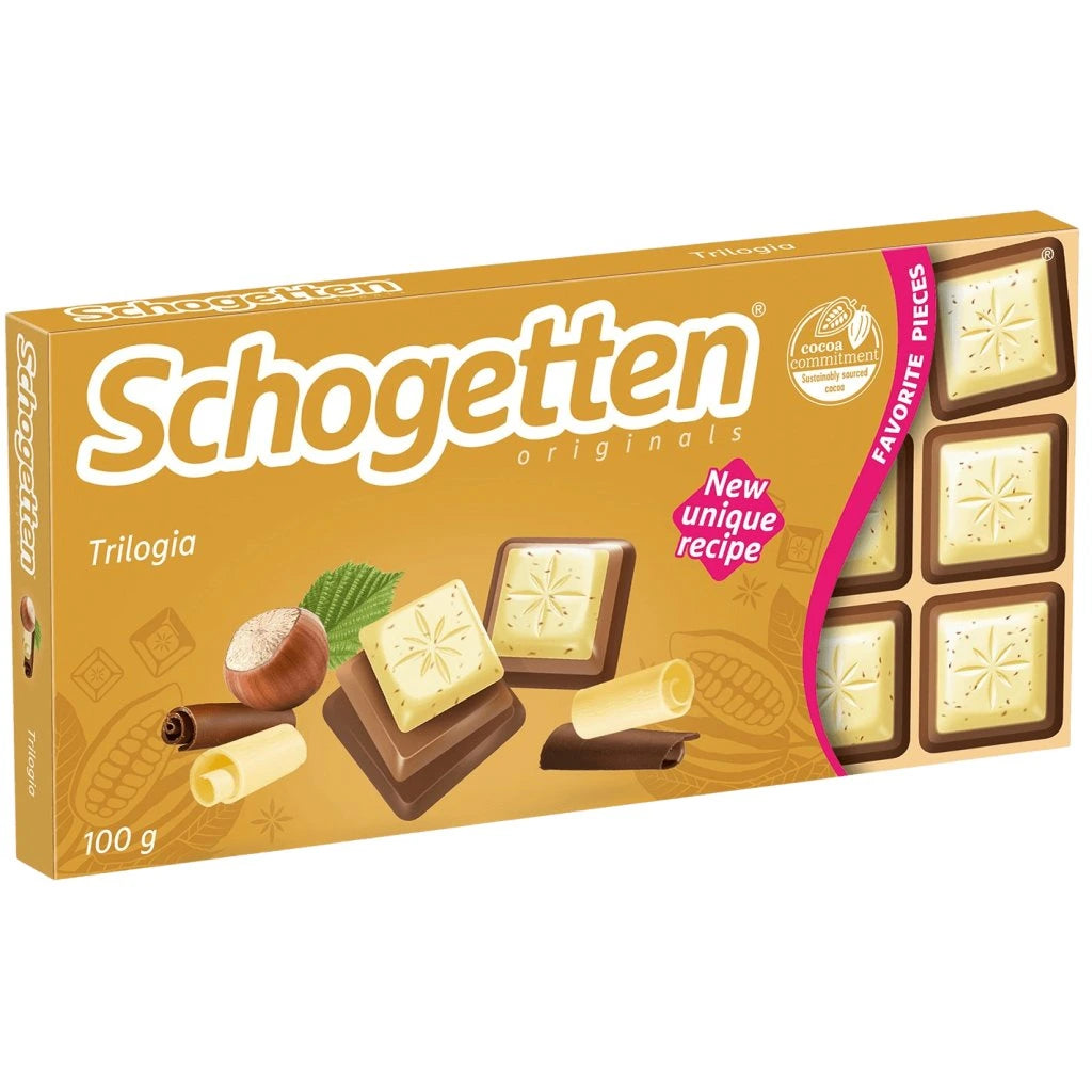Schogetten Praline Trilogia 100g Weisse Schokolade mit Haselnuss-Crisp