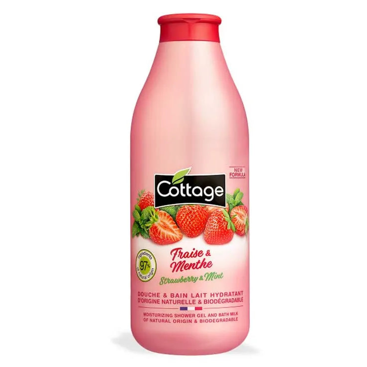 COTTAGE COTTAGE Moisturizing Shower Milk Erdbeere Minze 750 ml Duschmilch pflegend Gesichtscreme