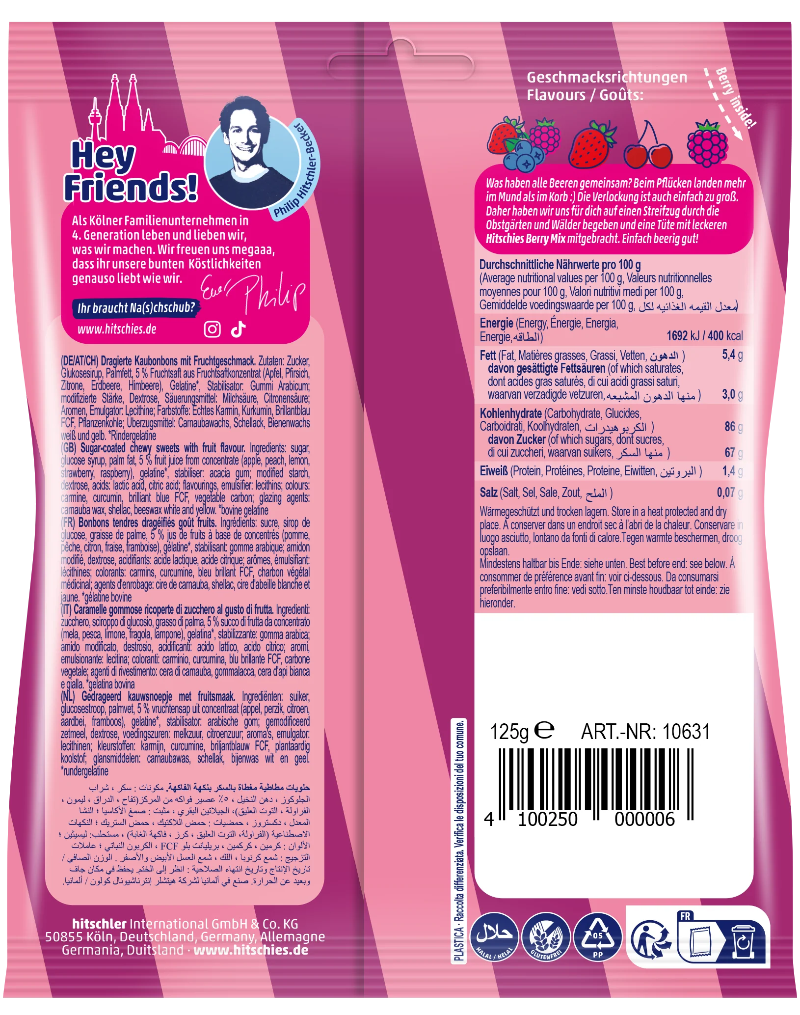 hitschies Berry Mix 125g Sorten Mix aus Waldfrucht, Kirsche, Erdbeere & Himbeere - Candyshop.ch