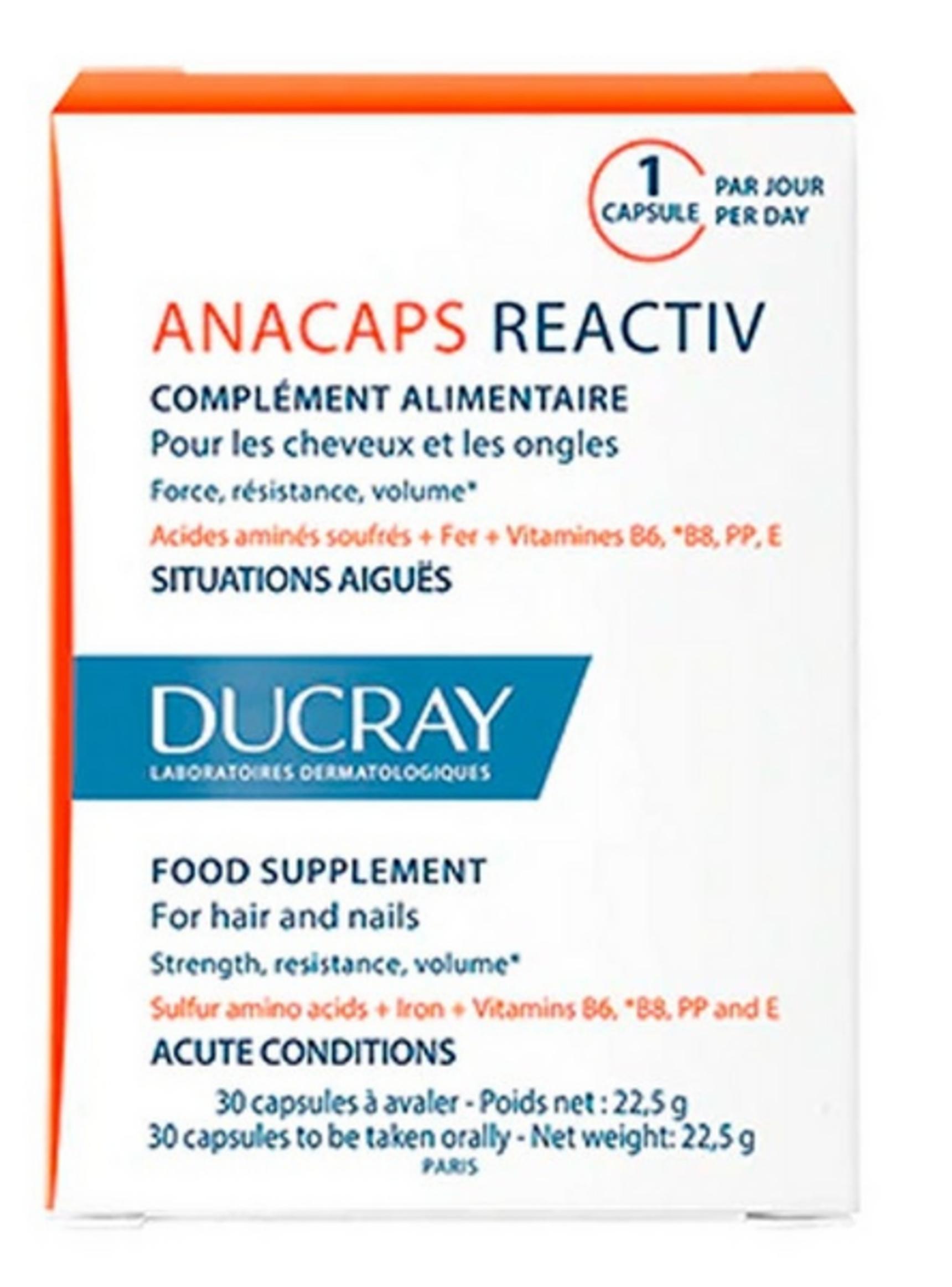 Ducray Ducray, Anacaps Reactiv, Strengthen Hair & Nails, Kapseln, 30 stk Regular