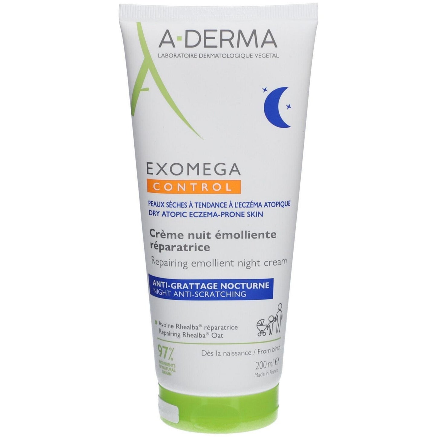 A-Derma A-Derma, Exomega Control, Emolliens, Nacht, Sahne, Für das Gesicht, 200 ml Regular