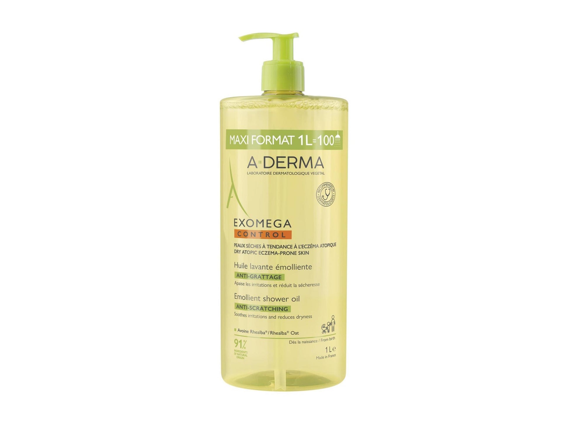 A-Derma A-Derma, Exomega Control, Duft, Emolliens, Duschöl, Körper, Für trockene Haut, 1000 ml Regular