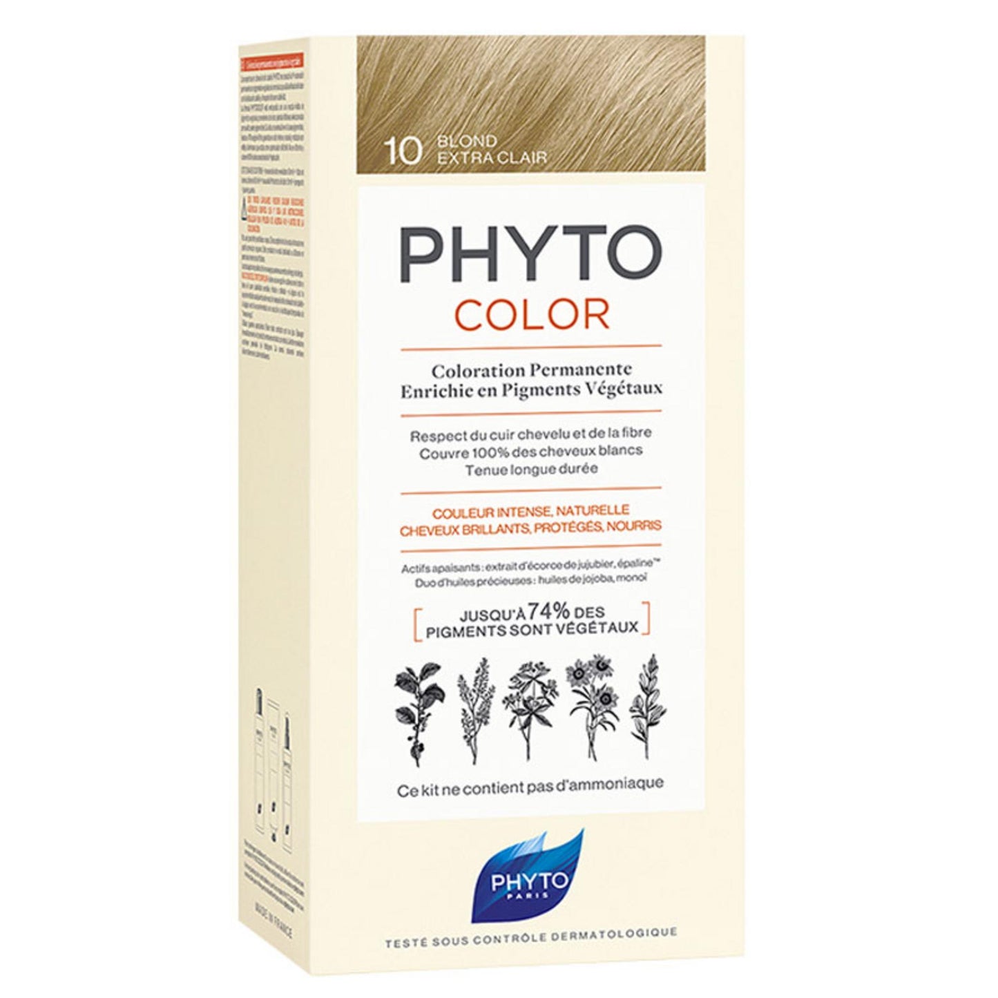 Phyto Phyto, Color, Permanente Haarfarbe, 10 Extra Light Blonde, 50 ml Regular