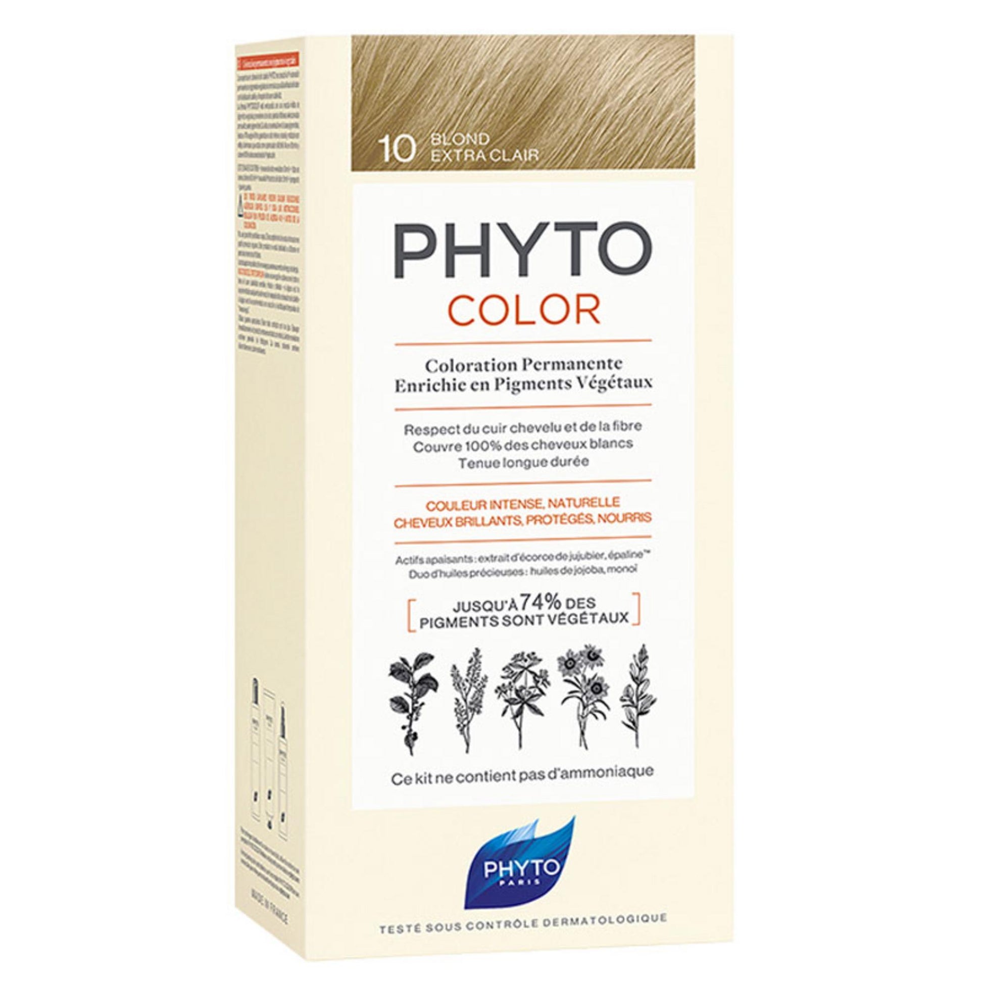 Phyto Phyto, Color, Permanente Haarfarbe, 10 Extra Light Blonde, 50 ml Regular