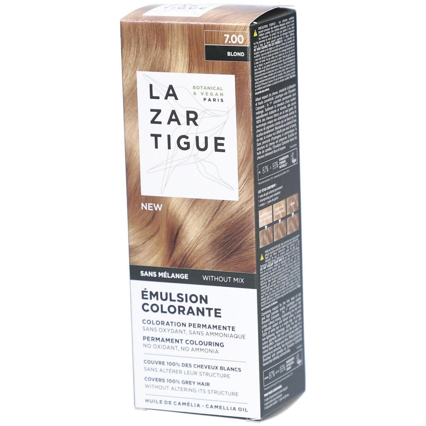 Lazartigue Lazartigue, Emulsion Colorante, Ammonia, Permanente Haarfarbe, 7.00 Blond, 60 ml Regular