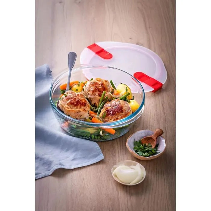 Pyrex Cook & Heat Glasbehälter 1,1 L – 3er-Set mit Deckel & Dampfventil
