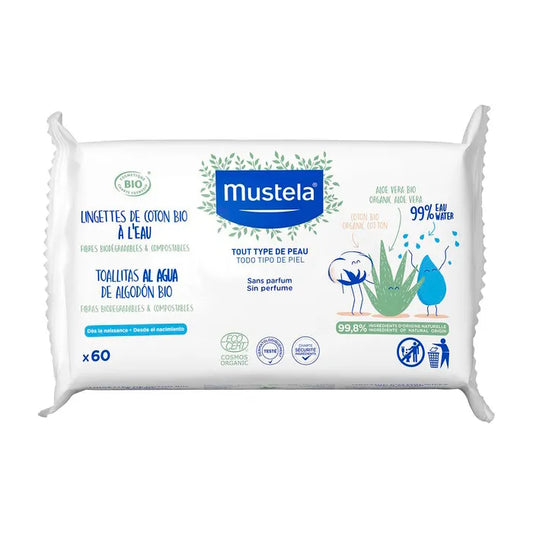 MUSTELA MUSTELA Bio-Baumwoll-Wassertücher 60 Stück Reinigungstücher aus Bio-Baumwolle Kosmetik