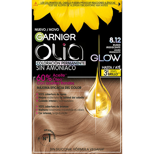 Garnier Olia Coloración Permanente Sin Amoniaco 8,12-Rubio Iridiscente 1 U