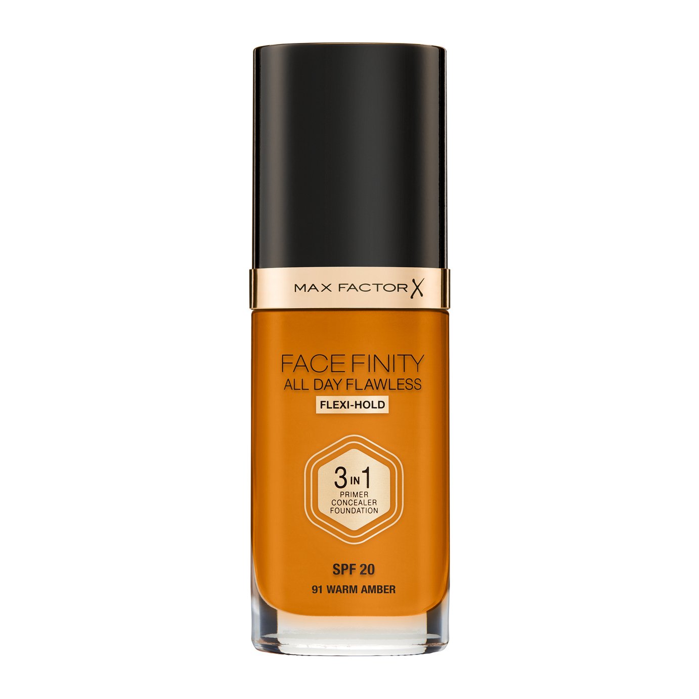 Max Factor Max Factor, Facefinity All Day Flawless, Primer, Concealer und Foundation 3-in-1, 91, Warmer Bernstein, SPF 20, 30