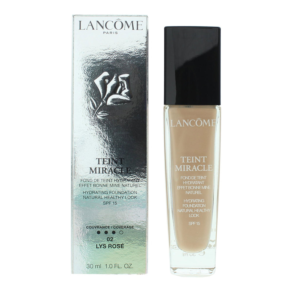 Lancome Lancome, Teint Miracle, Mittlere Abdeckung, Flüssige Grundierung, 02, Lys Rose, SPF 15, 30 ml Regular