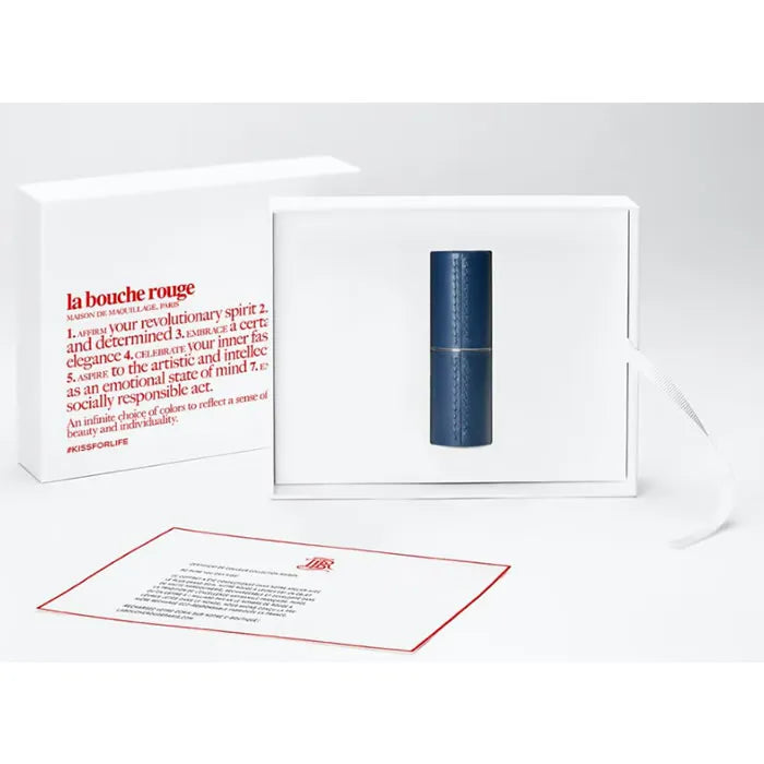 La Bouche Rouge Navy Blue Leather Lipstick Case