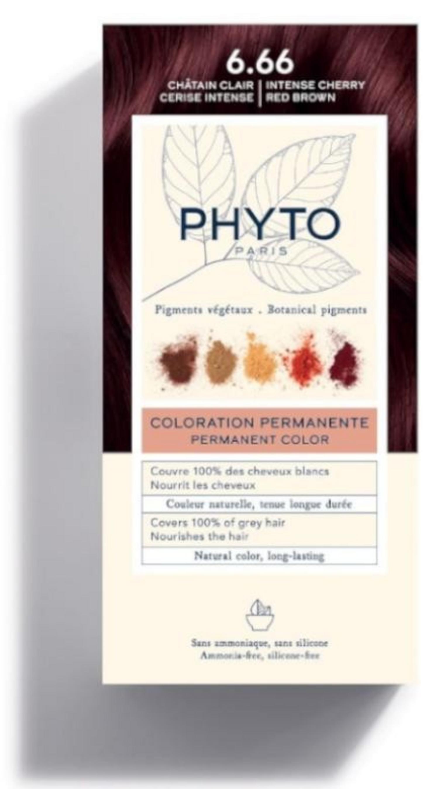 Phyto Phyto, Color, Permanente Haarfarbe, 6.66 Intense Cherry Red Brown, 50 ml Regular