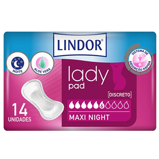 LINDOR Lady Pad Maxi Night Damenbinden 6 Stück mit Toppen Kosmetik
