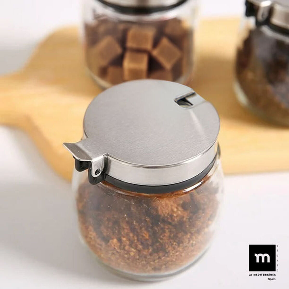 La Mediterránea Zuckerdose La Mediterránea Durchsichtig Silberfarben Glas Stahl 0,25 L 7 X 8,7 Cm (24 Stück)