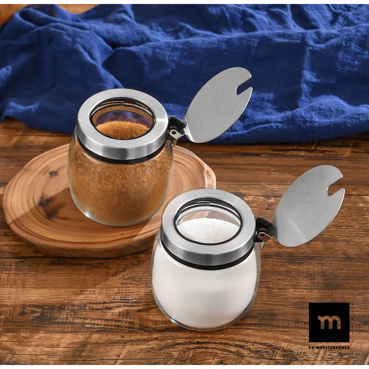 La Mediterránea Zuckerdose La Mediterránea Durchsichtig Silberfarben Glas Stahl 0,25 L 7 X 8,7 Cm (24 Stück)