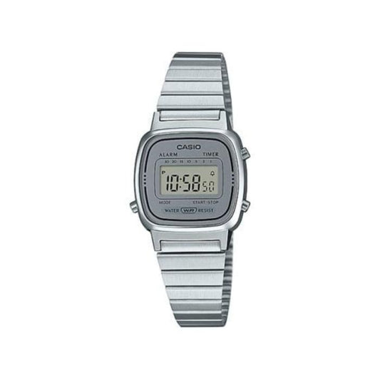 Casio Vintage LA670WA-7DF Damen Digitaluhr – Silber Retro