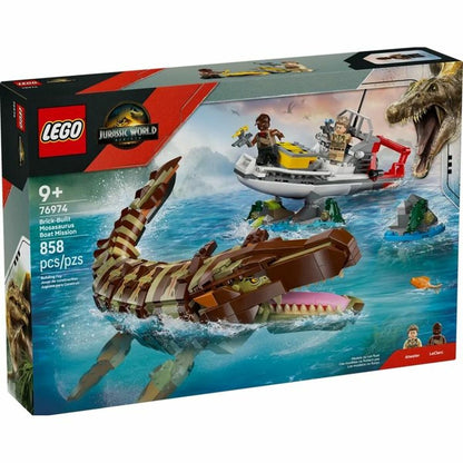 Lego Konstruktionsspiel Lego 76974 Jurassic World : Brick-Built Mosasaurus Boat Mission 858 Stücke