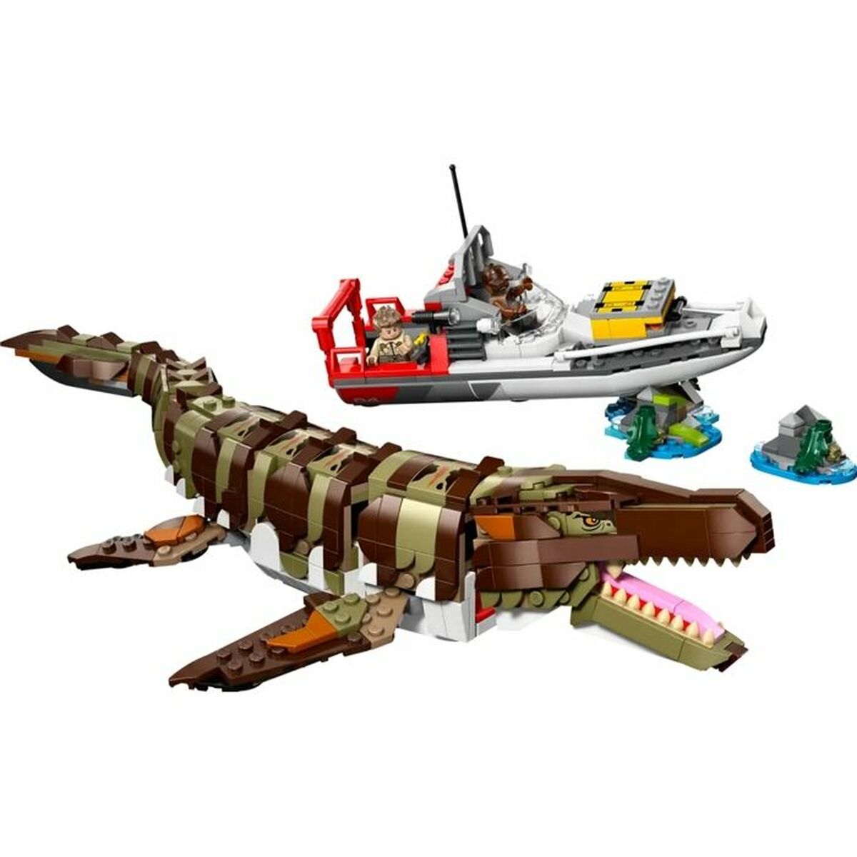 Lego Konstruktionsspiel Lego 76974 Jurassic World : Brick-Built Mosasaurus Boat Mission 858 Stücke
