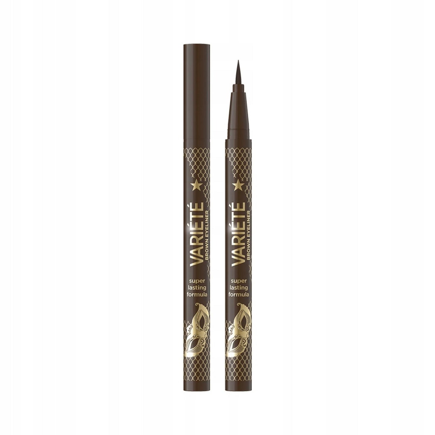 Eveline Cosmetics Eveline Cosmetics, Variete, Präziser Eyeliner-Pinsel, Flüssiger Eyeliner, 02, Braun, 4 ml Regular