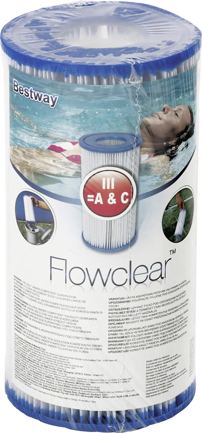 Bestway Flowclear Filterkartusche Typ III (A/C) – Ø 10,6 × 20,3 cm | 58012