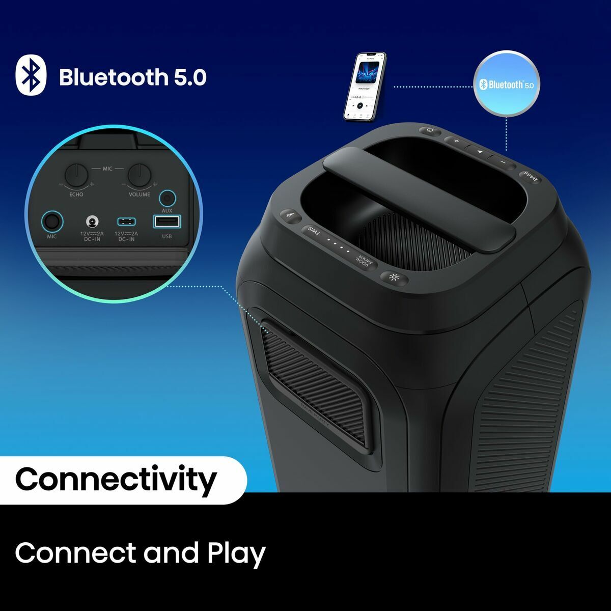 Hisense Tragbare Bluetooth-Lautsprecher Hisense Party Rocket160 Schwarz