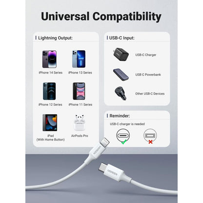 Ugreen Usb Auf Lightning Verbindungskabel Ugreen 10493 Weiß 1 M