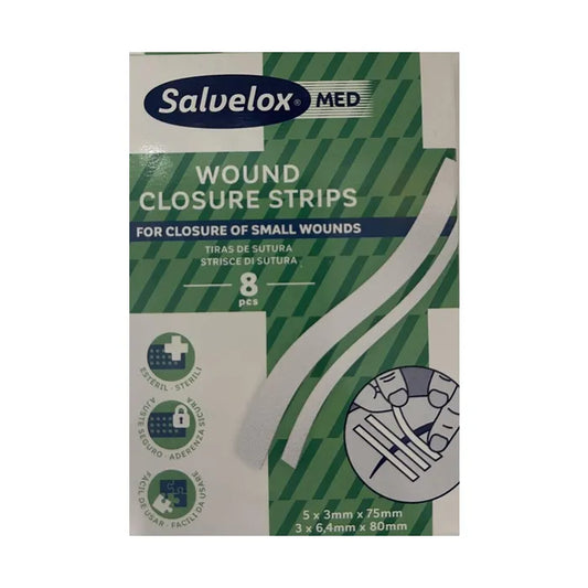 SALVELOX Suture Strips 8 Stück verschiedene Größen Wundverschlussstreifen Kosmetik
