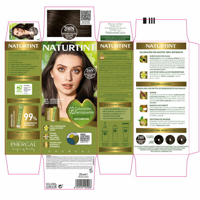 Naturtint Tinte Sin Amoniaco 3wn-Castaño Oscuro Radiante Natural 170ml