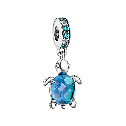 PANDORA Mod. BLUE GALAXY STAR & MOON SAFETY CHAIN CHARM