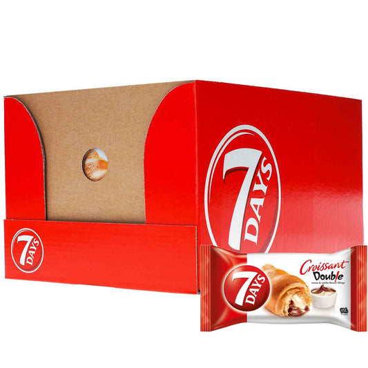 7Days Double Croissant Kakao & Vanille 10x60g  10 Crossaints mit Kakaocremefüllung und und Füllung mit Vanillegeschmack