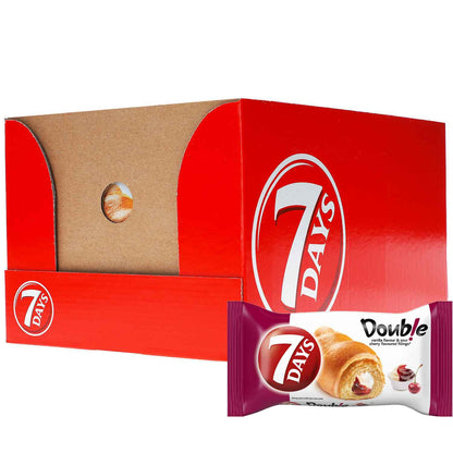 7Days Double Croissant Kirsche & Vanille 10x60g  10 einzeln verpackte Croissants mit Sauerkirsch-Frucht- und Vanille-Creme-Füllung