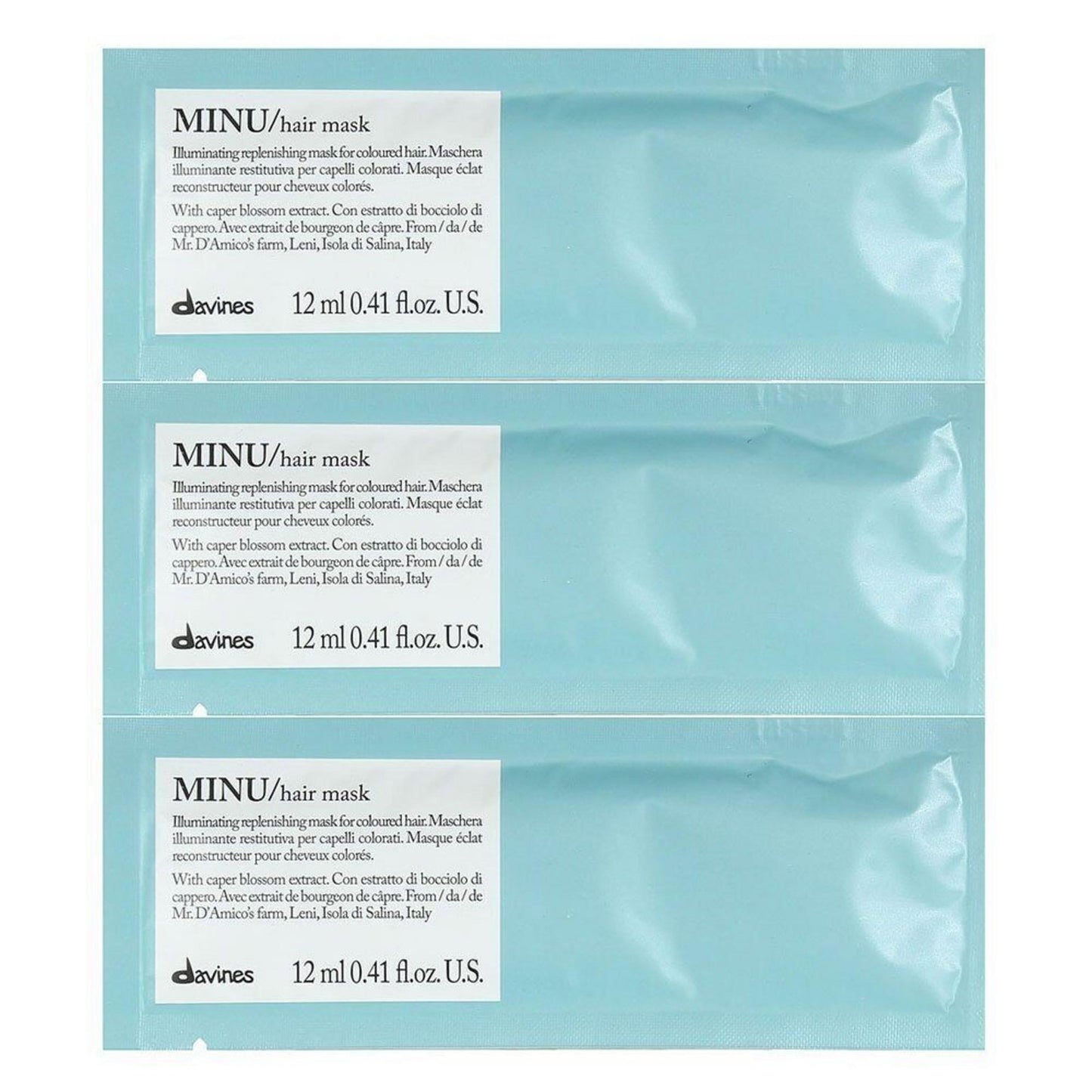 Davines Setzen, Davines, Minu, Haarbehandlungs-Crememaske, Erleuchtend, 12 stk, 12 ml Regular