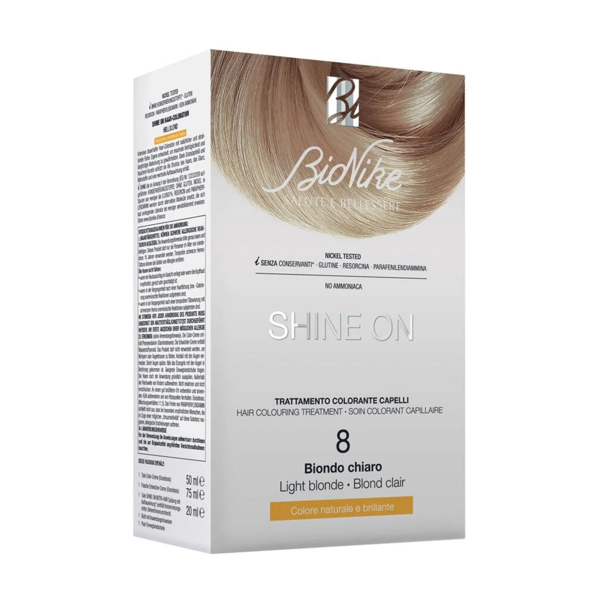 BioNike BioNike, Shine On, Permanente Haarfarbe, 8 Light Blonde, 145 ml Regular