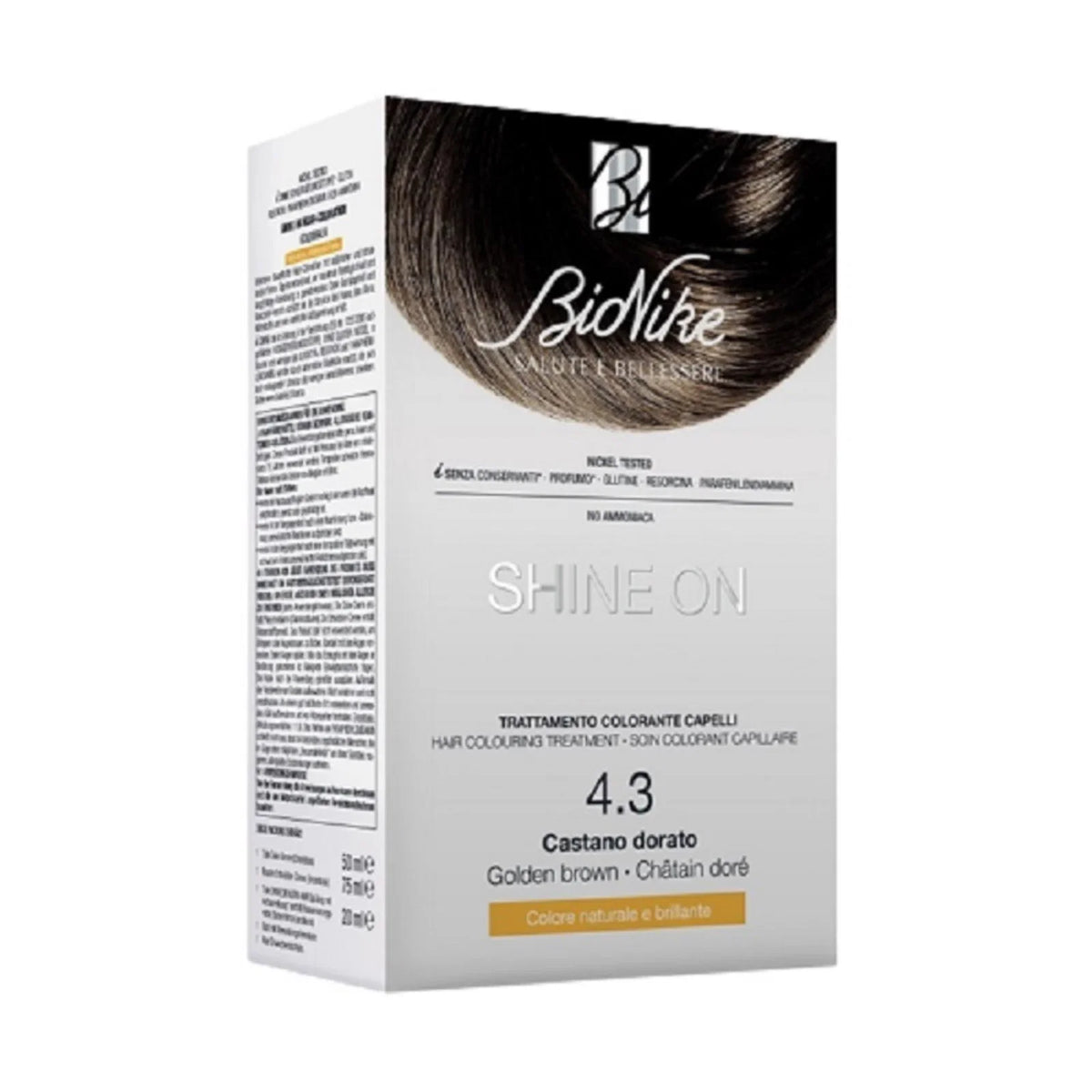 BioNike Permanente Haarfarbe BioNike, Shine On, Permanent Hair Dye, 4.3 Golden Brown, 145 ml Regular