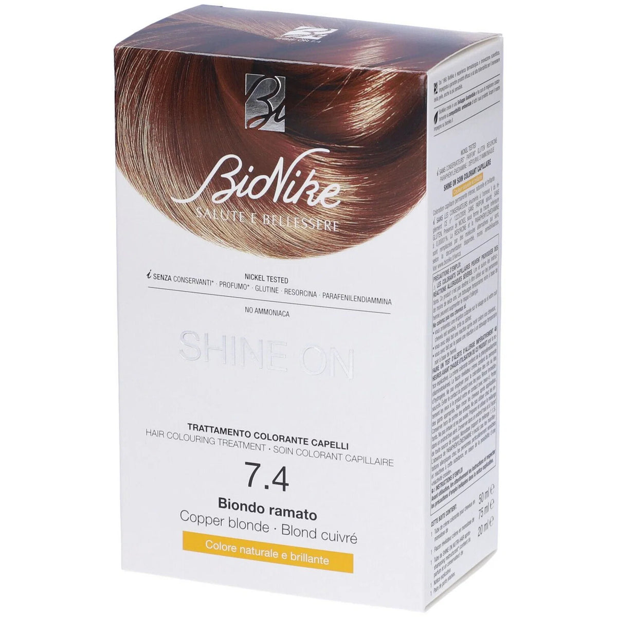 BioNike BioNike, Shine On, Permanente Haarfarbe, 7.4 Copper Blonde, 145 ml Regular