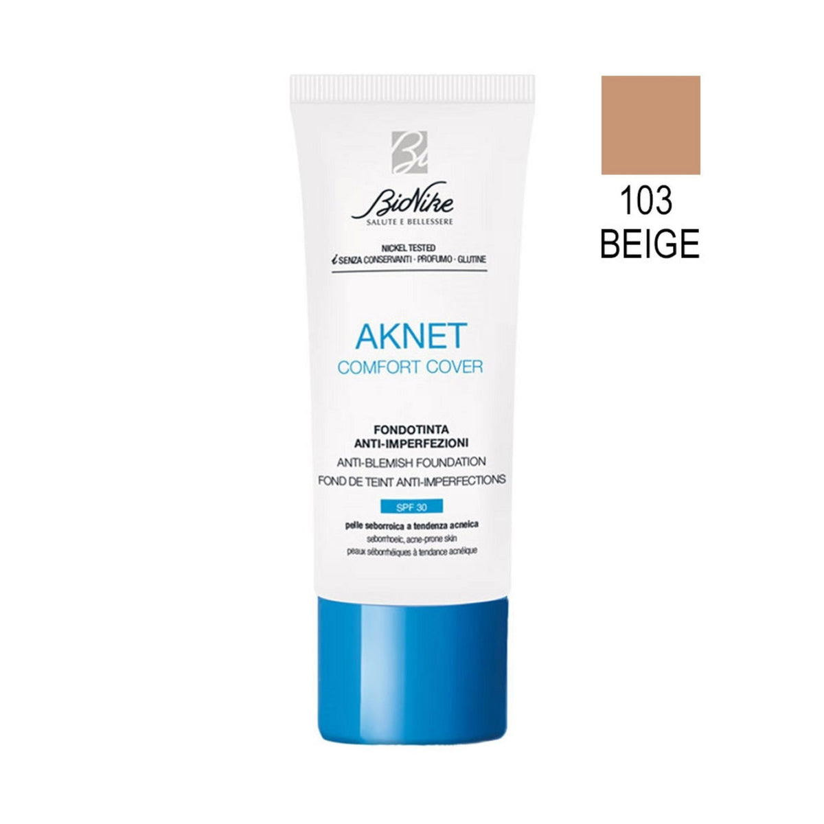 BioNike BioNike, Comfort Cover, Matte & Covering, Flüssige Grundierung, 103, Beige, SPF 30, 30 ml Regular