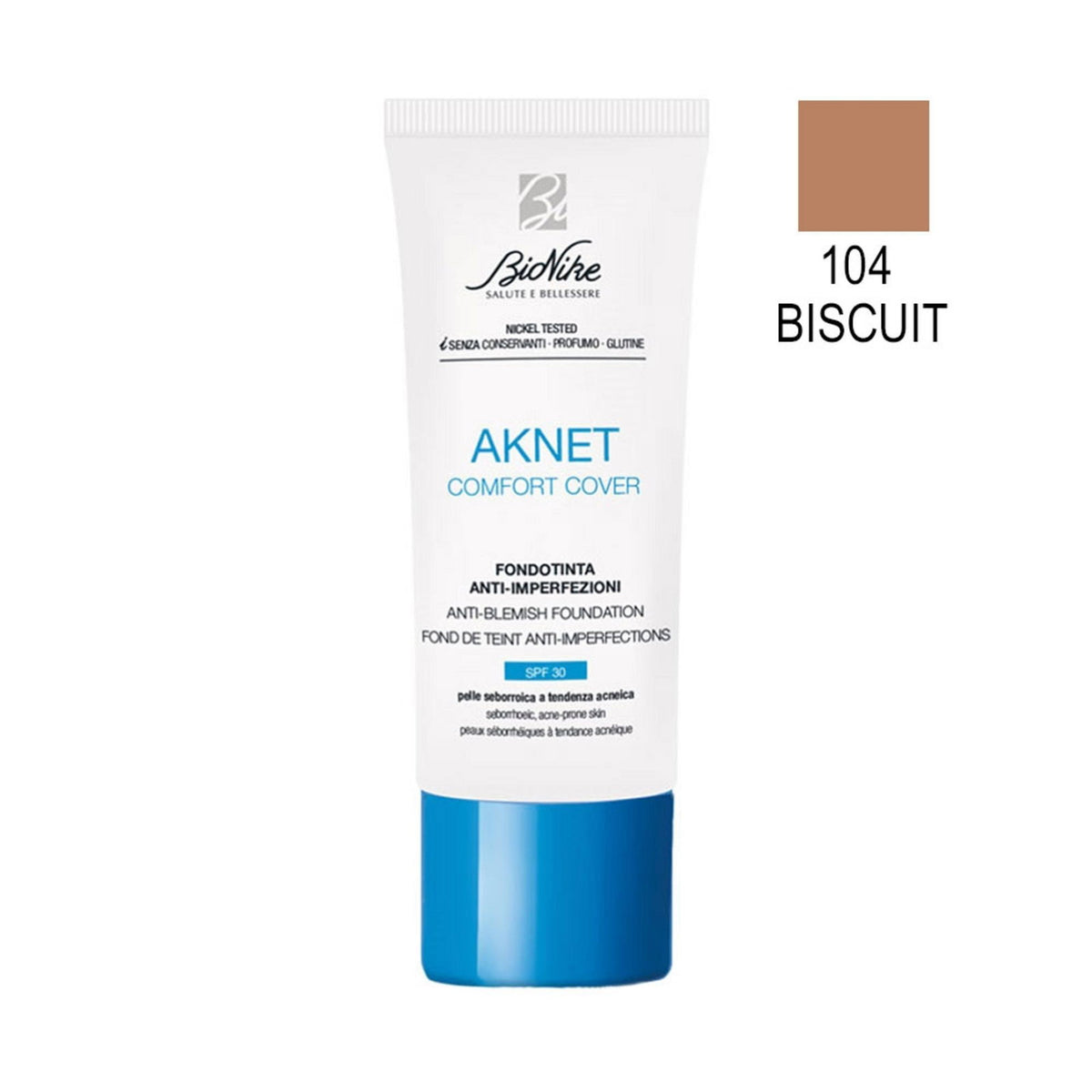 BioNike BioNike, Comfort Cover, Matte & Covering, Flüssige Grundierung, 104, Keks, SPF 30, 30 ml Regular