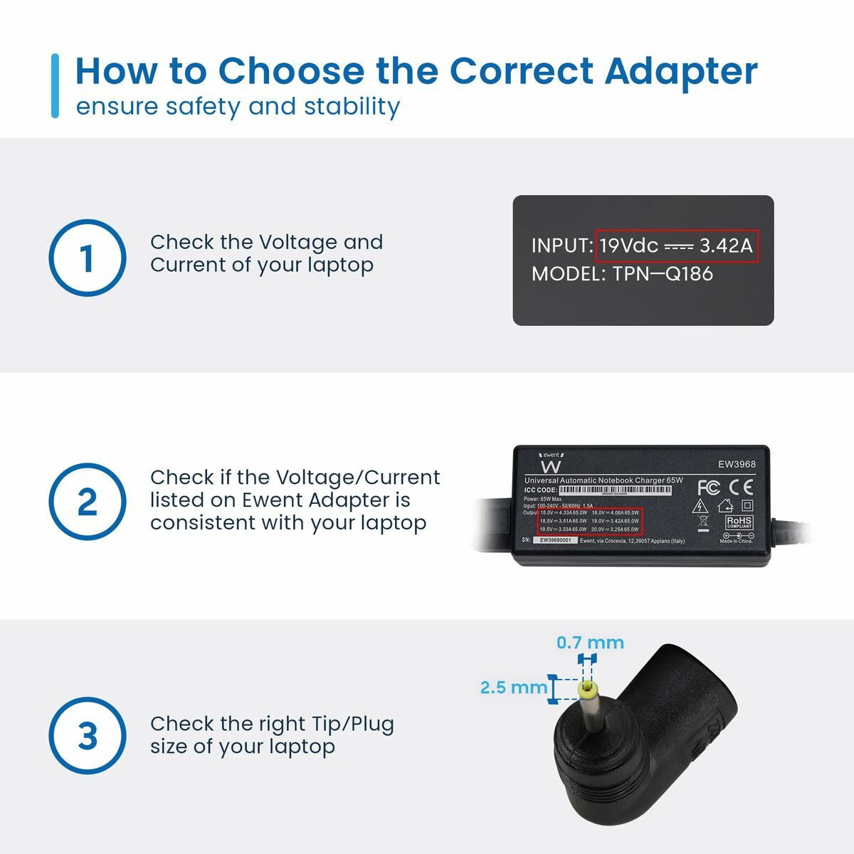 Ewent Laptopladekabel Ewent Ew3968 65 W