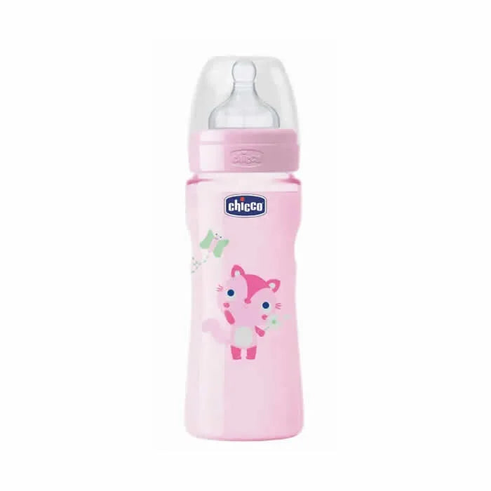 CHICCO CHICCO Well-Being Babyfläschchen Silikon Schneller Nahrungsfluss Rosa 330 ml 4 Monate+ Kosmetik