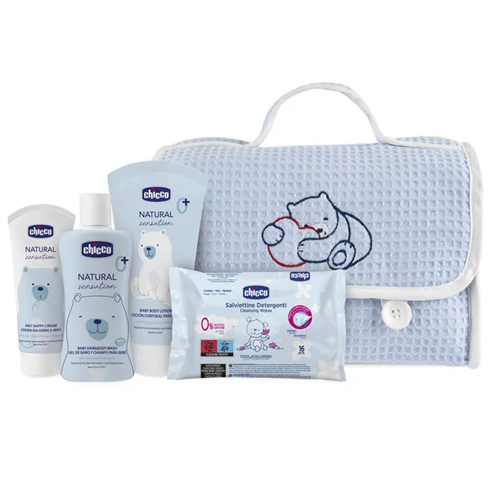 CHICCO Pique Tasche Blau Set 4 Stück Kosmetik
