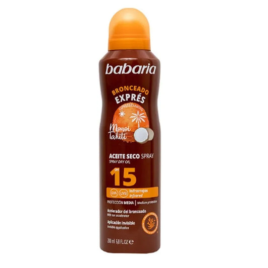 BABARIA Monoi Tahiti Trockenöl Spray mit SPF 15 200 ml