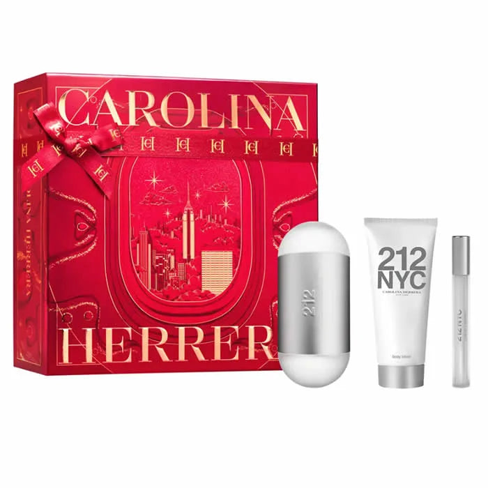 Carolina Herrera 212 NYC For Her Eau De Toilette Spray 100ml Set 3 Artikel
